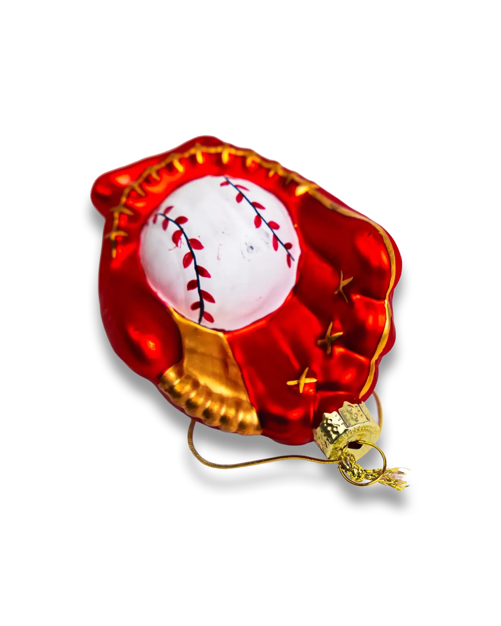 Baseball glove ornament, alternate view