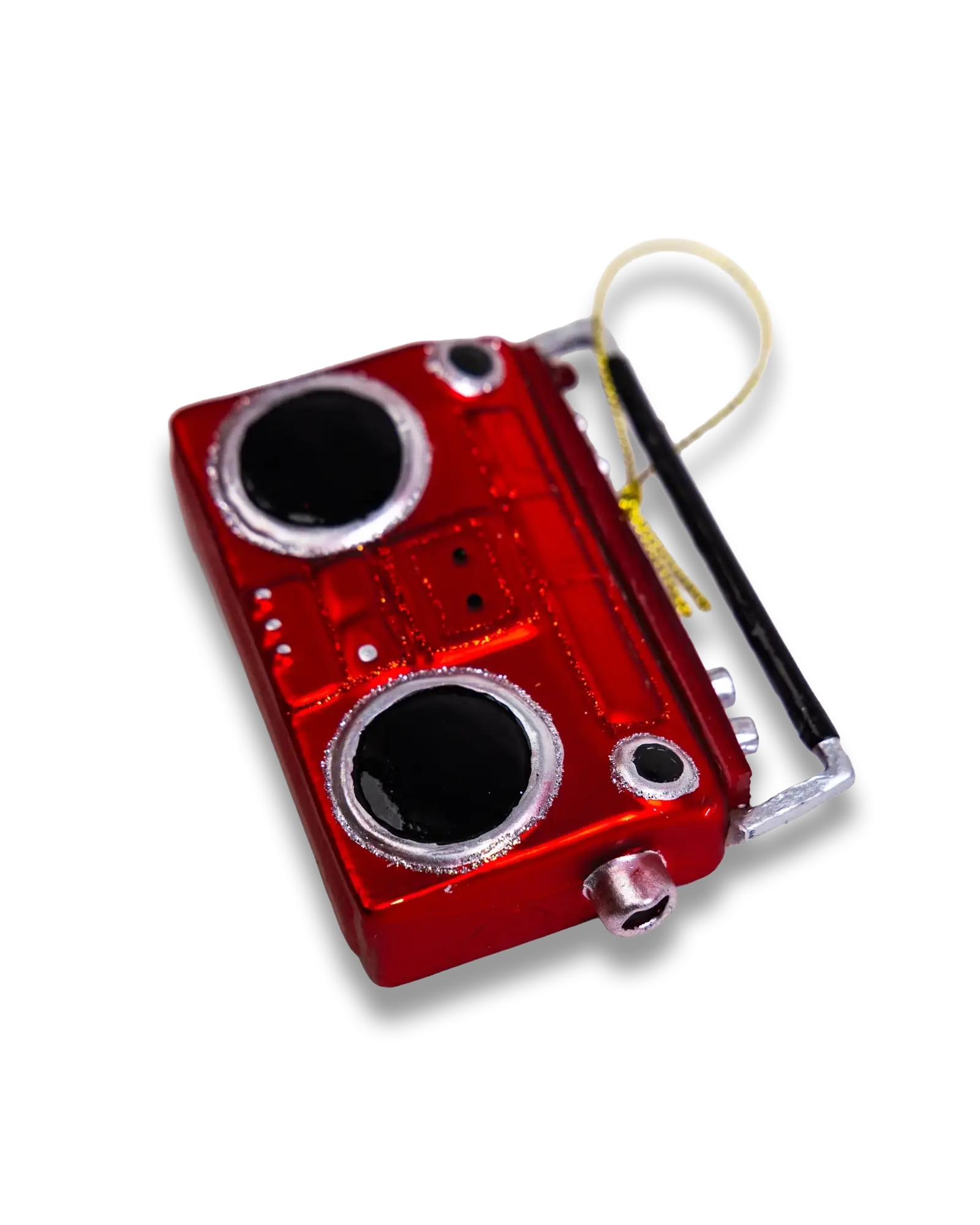 Red Boombox ornament, alternate view