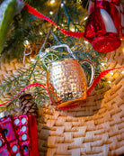 Moscow Mule ornament styled on a decorated Christmas tree