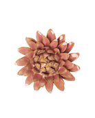 A single artificial flower head with layered petals in dusty pink, mauve, and tan tones, isolated on a plain white background.
