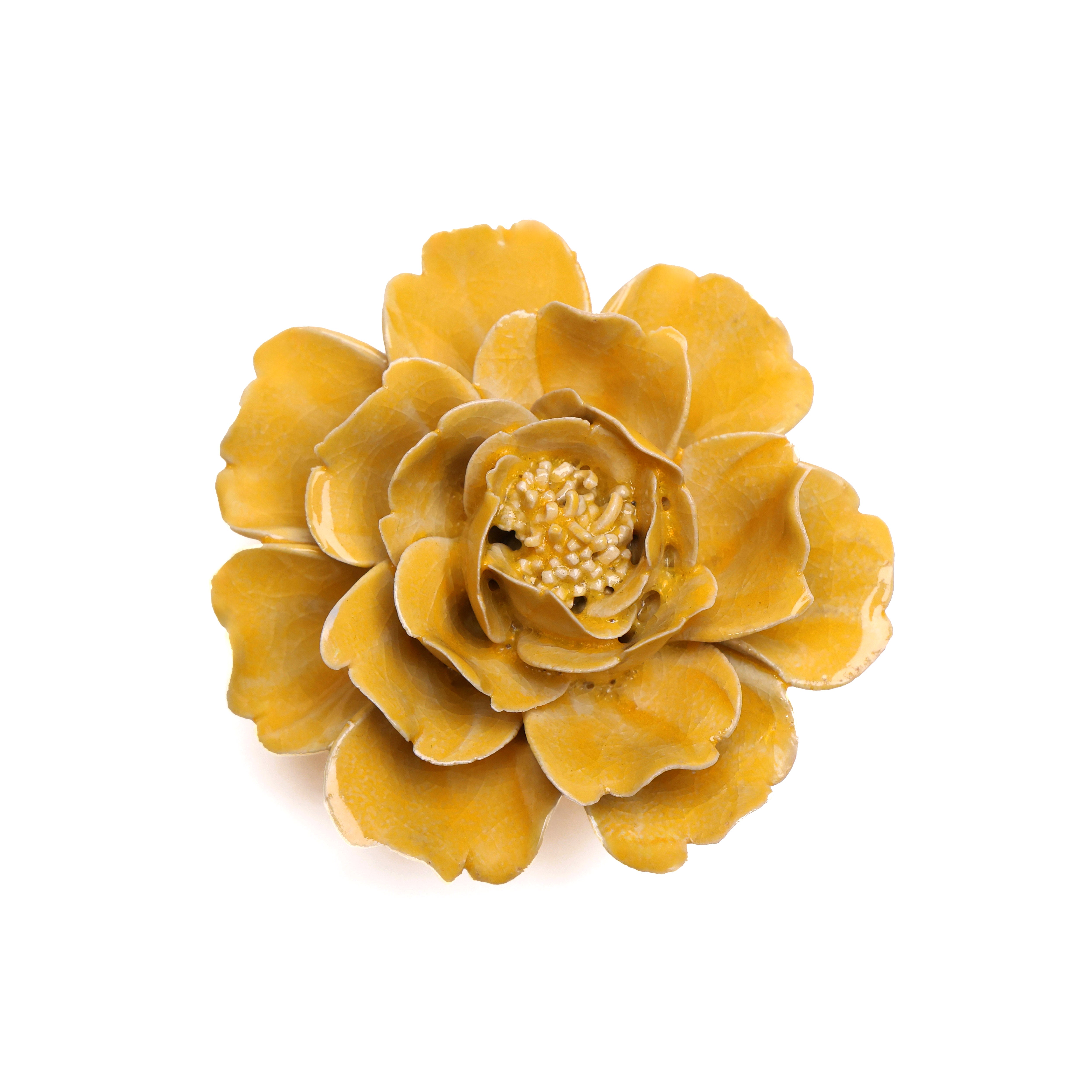 Ceramic Flower Wall Art Yellow Rose
