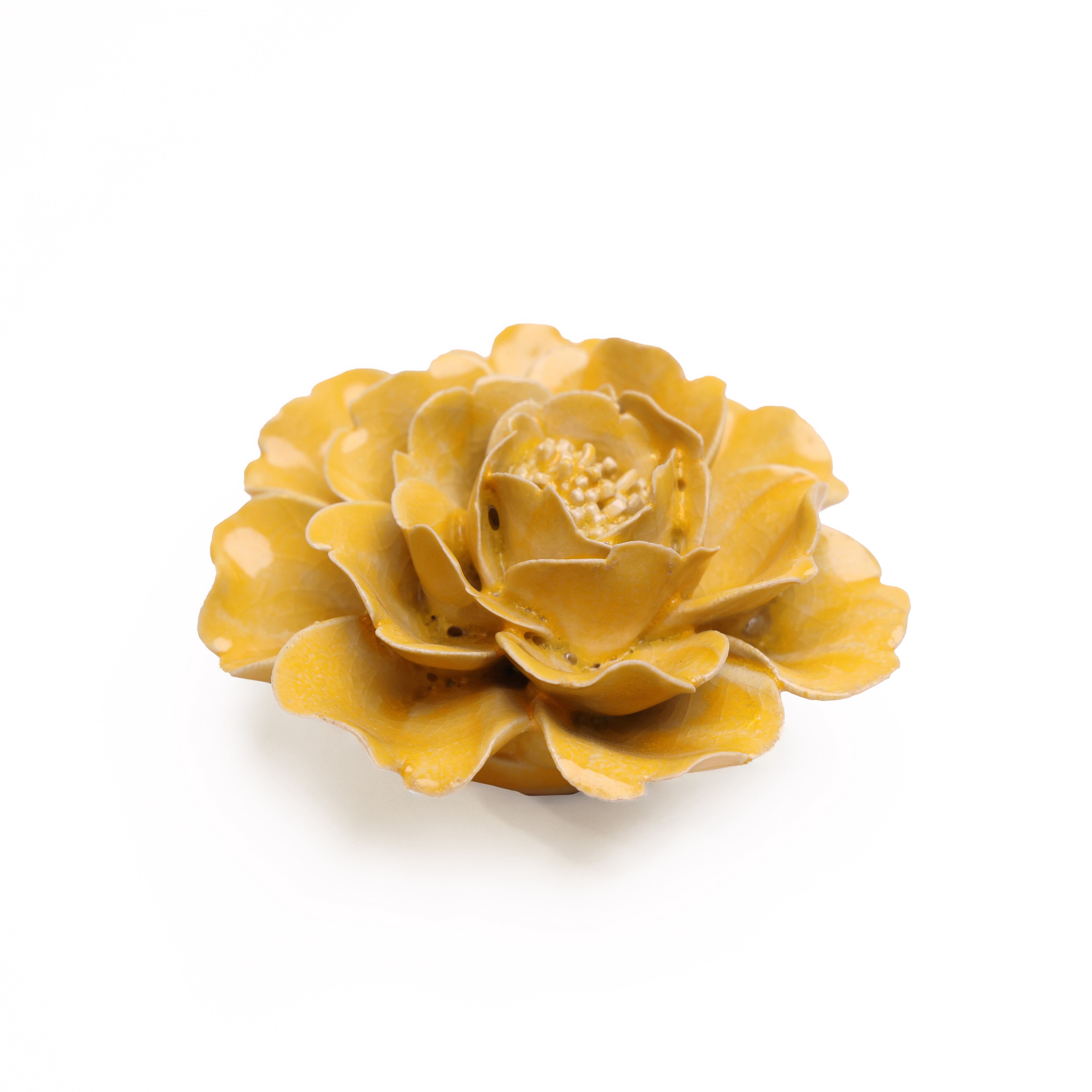 Ceramic Flower Wall Art Yellow Rose