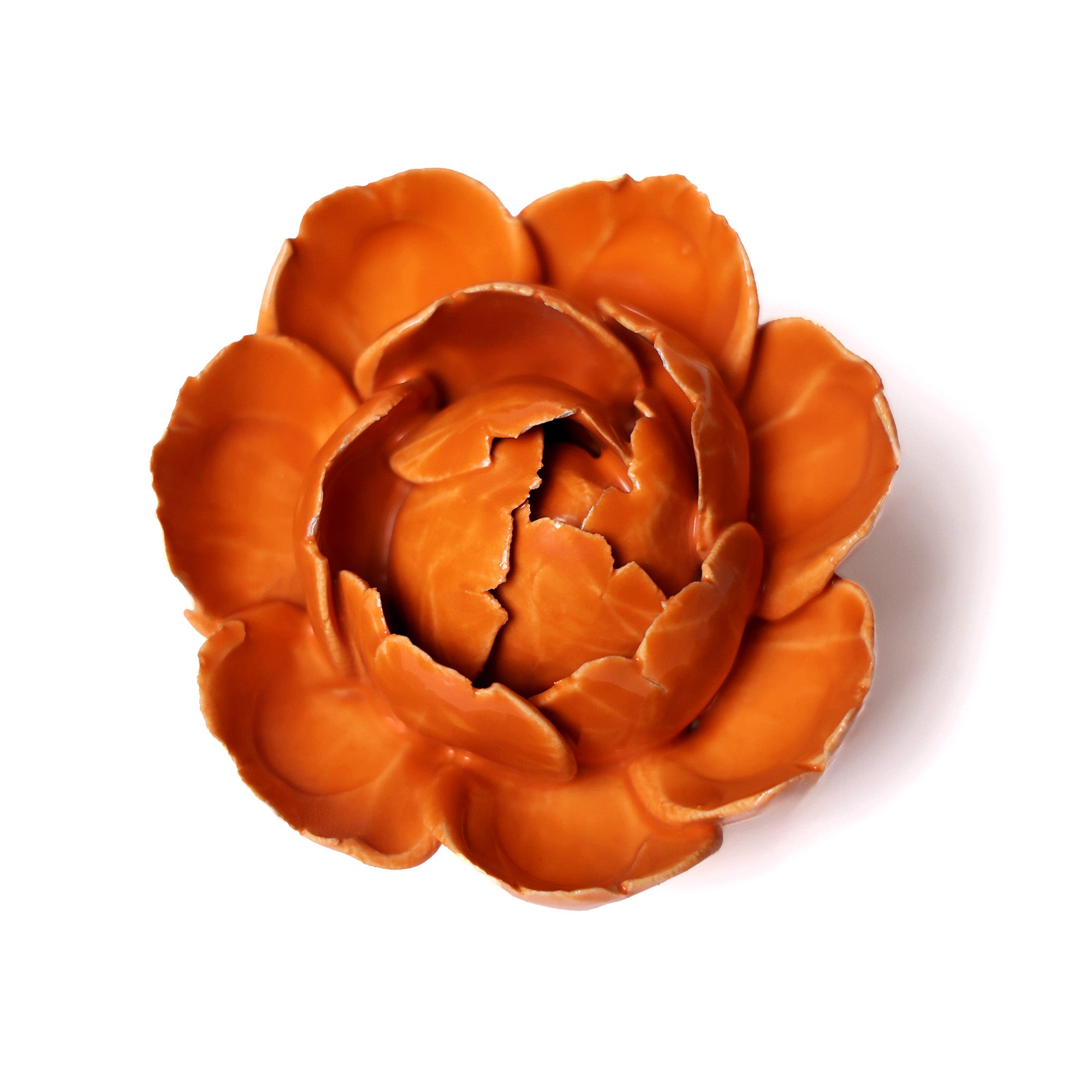 Ceramic Flower Wall Art Peony Orange 6