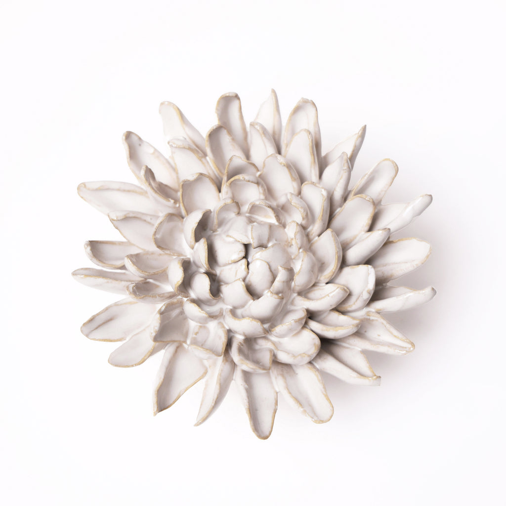 Ceramic Flower Wall Art Ivory Chrysanthemum